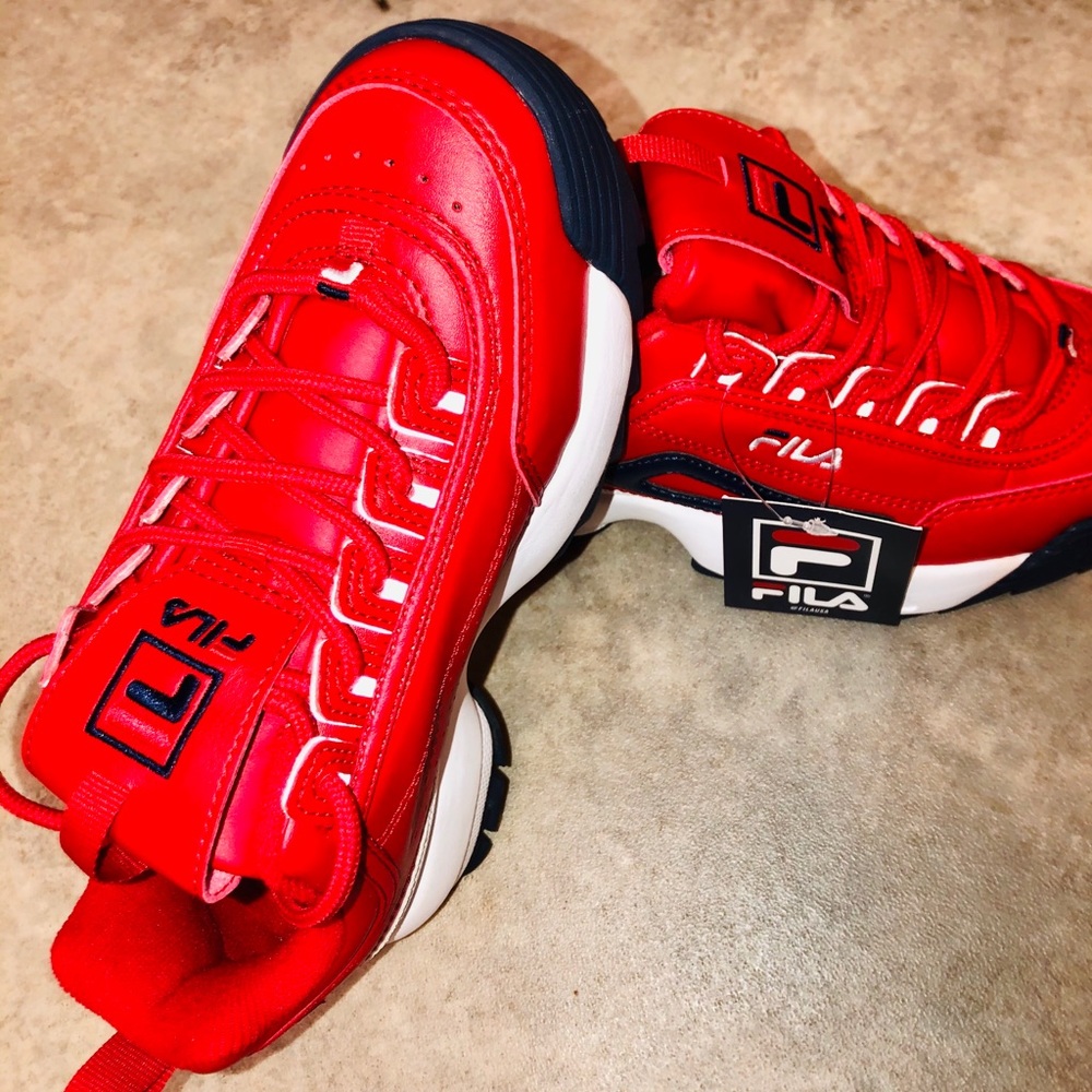 Fila💲Disruptor II Premium Shoe 🔴🔵⚪️Red/Navy/wht - Picture 2 of 8